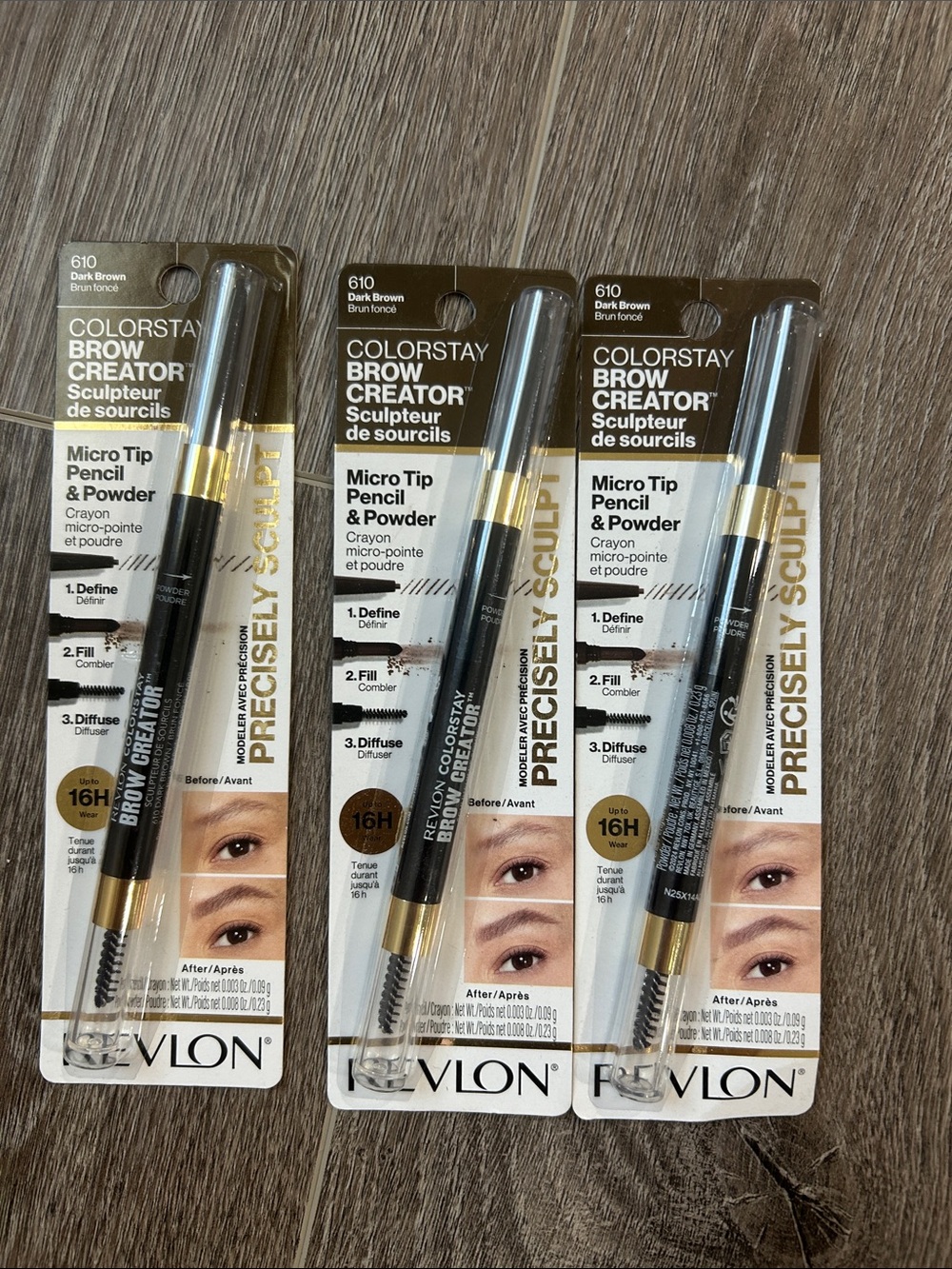 3X Revlon ColorStay Brow Creator Pencil & Powder #610 Dark Brown